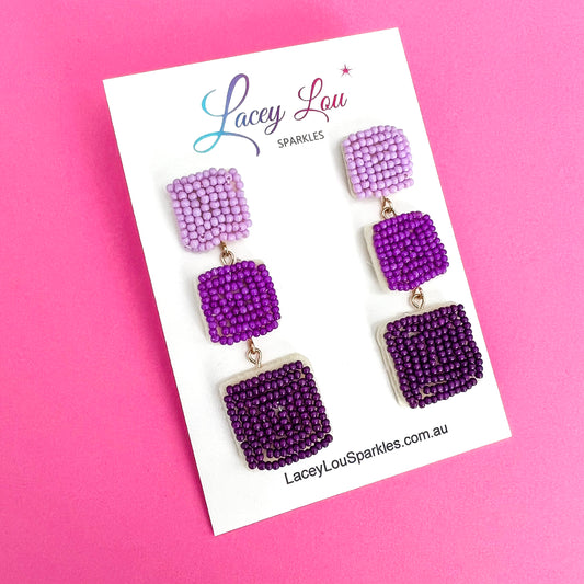 *SECONDS* Ombré Beaded Dangles - Purple