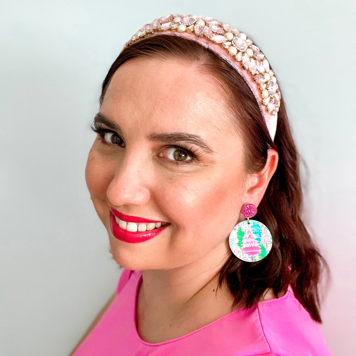 Pale Pink & Pearl Christmas Jeweled Statement Headband