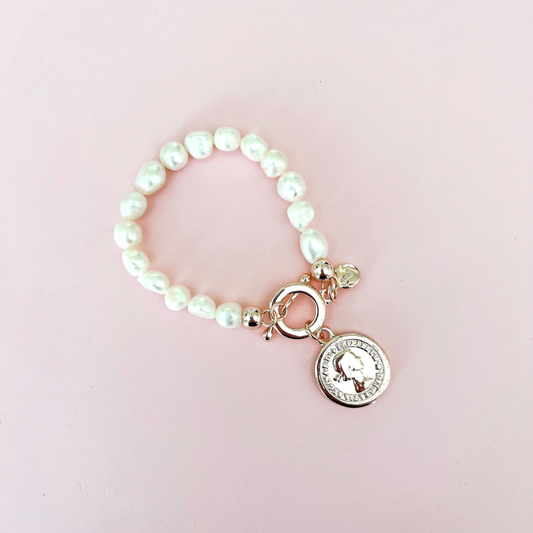 Hearts Pearl Bracelet - Ivory / Rose Gold