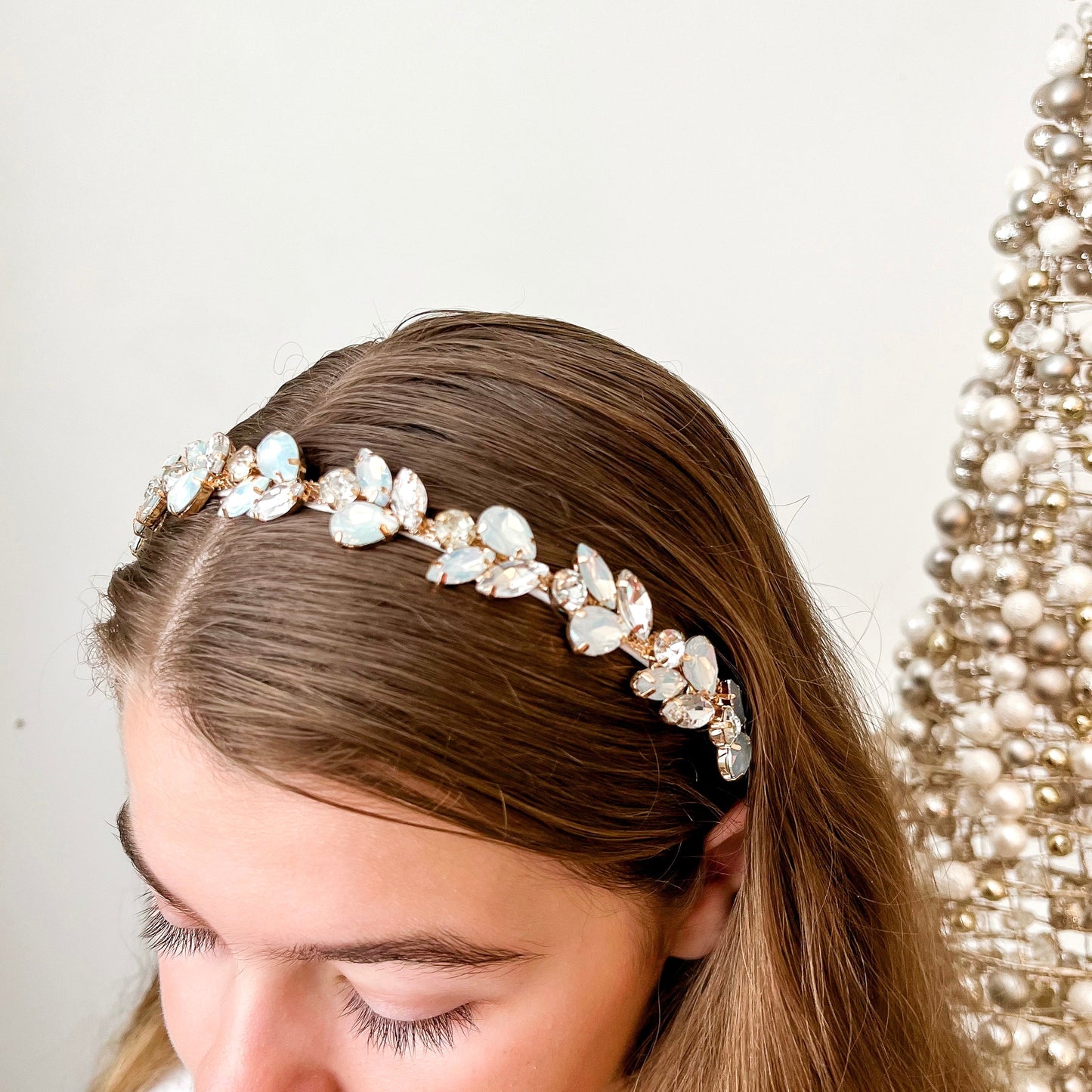 Frosted Rhinestone Christmas Headband (Silver)