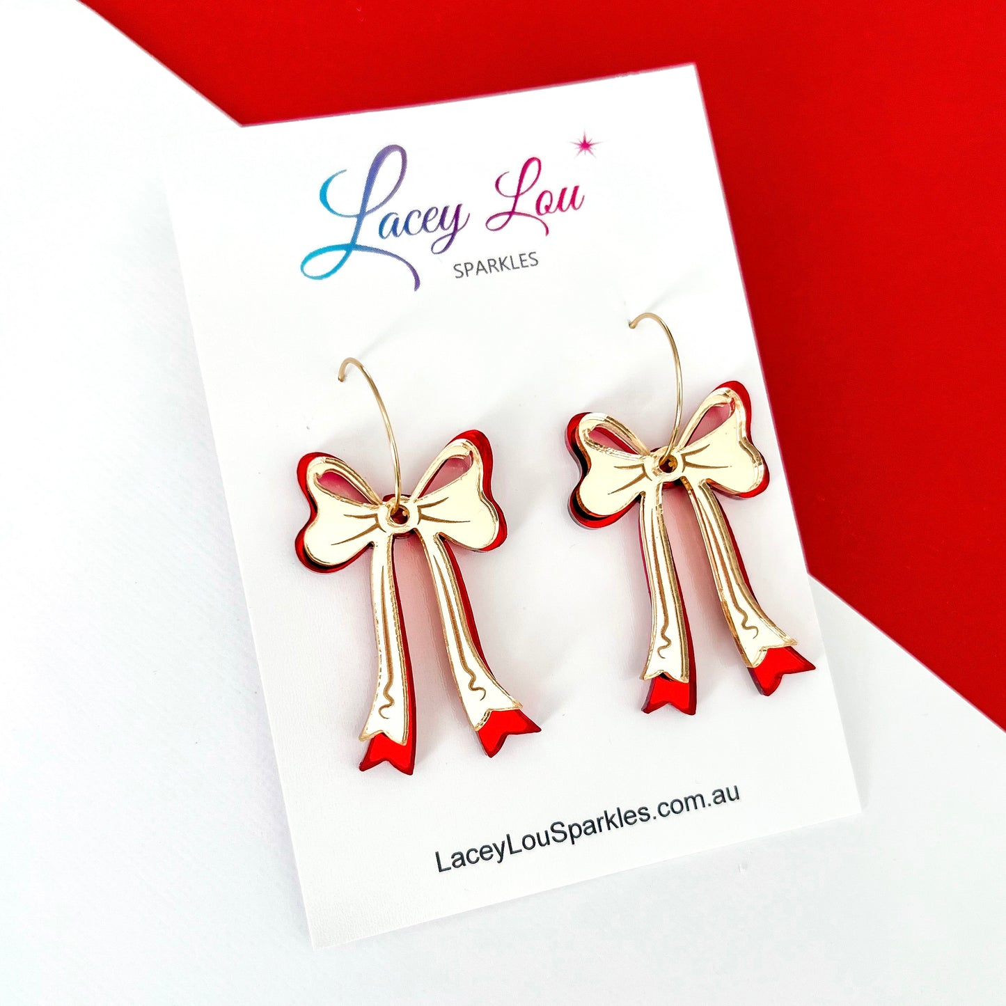 Elegant Double Bow Christmas Hoop Earrings