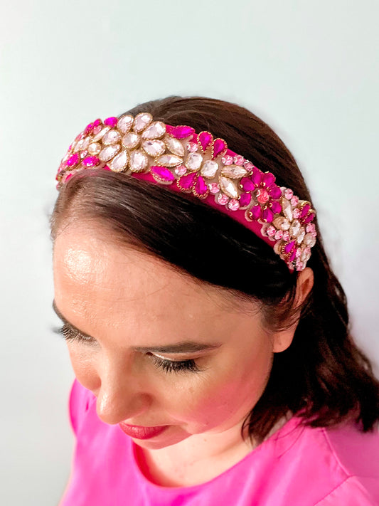 Clear (Gold) Flower Jeweled Statement Headband