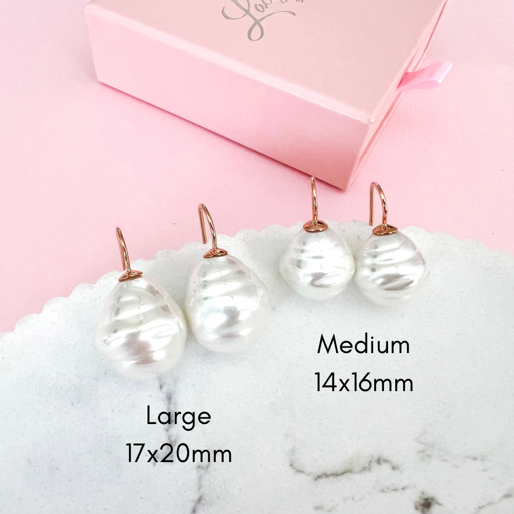 Medium Spanish Pearl Earrings - Pale Pink / Rose Gold