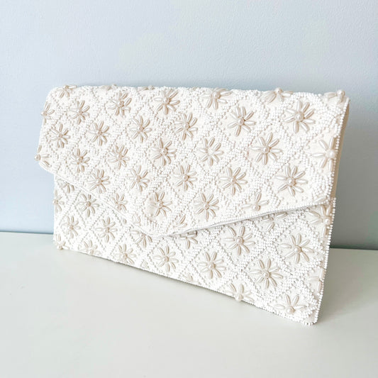 Luxe Pearl Beaded Clutch Bag