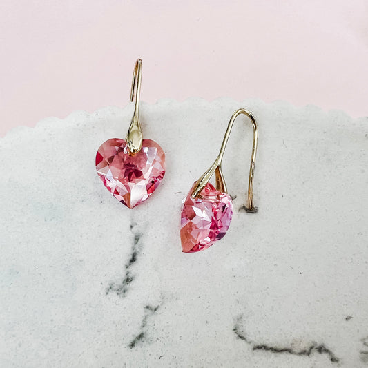 Pink Crystal Heart Drops