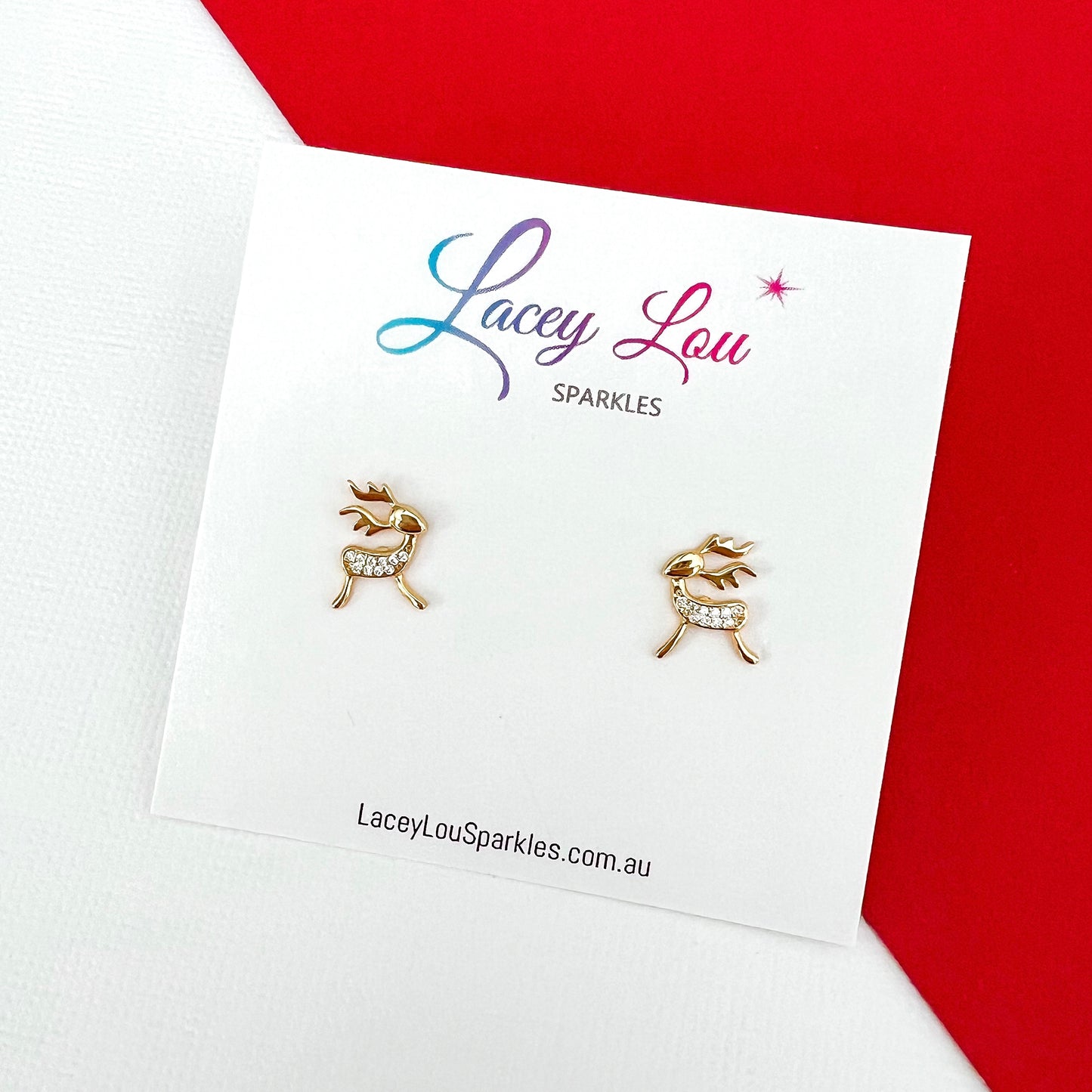 Bling Small Reindeer Stud Earrings