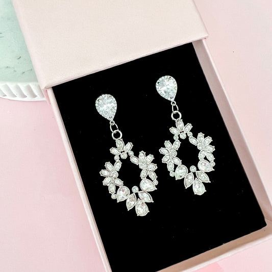 Regal Silver Bohemian Crystal Frill Earrings