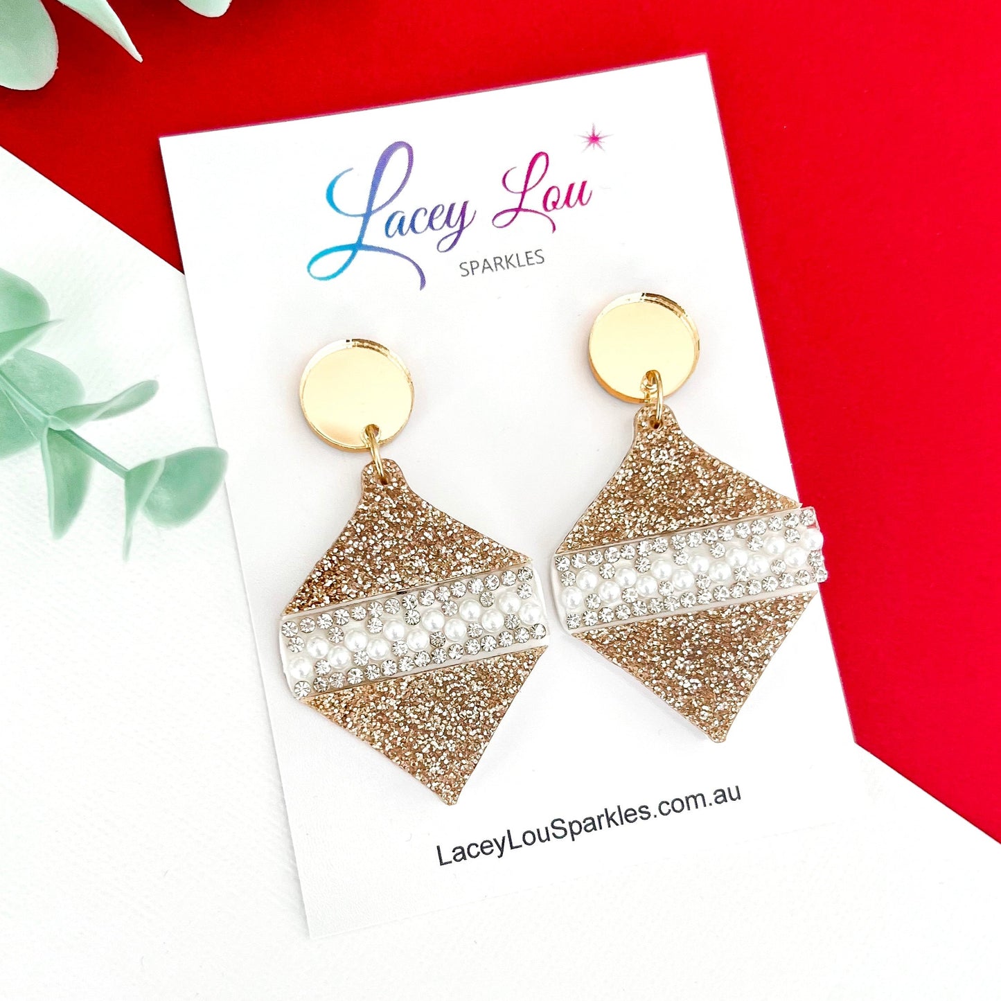 ‘Oh So Glamorous’ Statement Christmas Earrings - Gold Fine Glitter