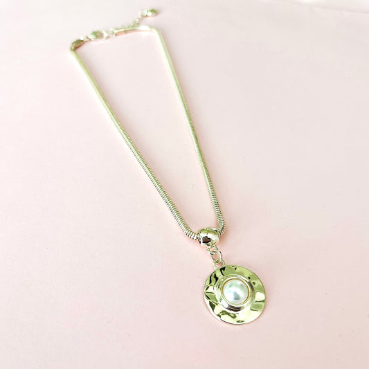 Silver Pearl Pendant Necklace