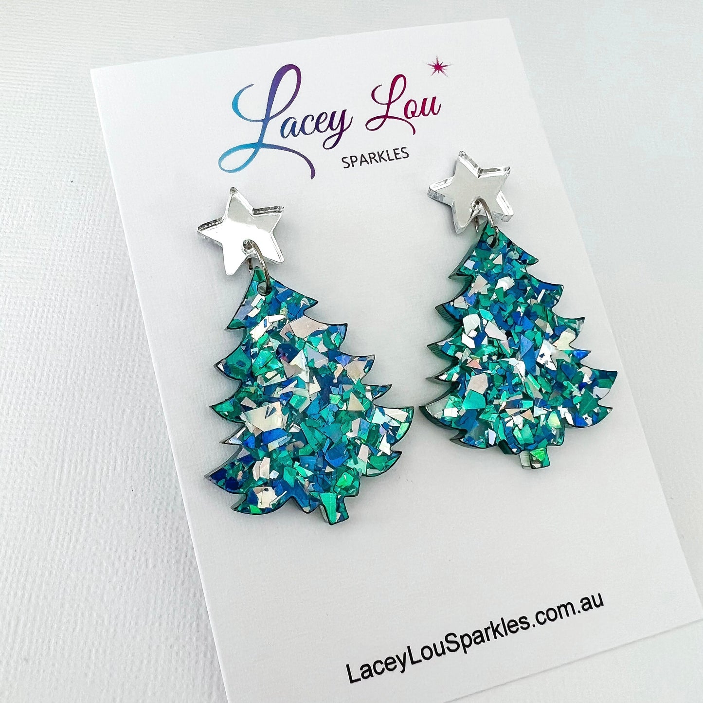 Large Colourful Christmas Tree Dangle Earrings