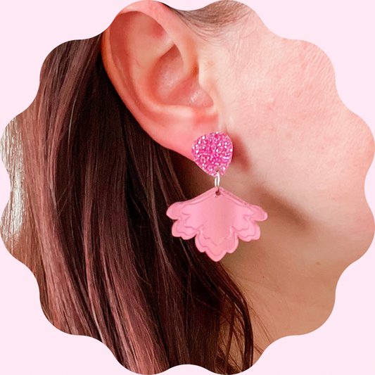 Pink Mirror Flower Dangles