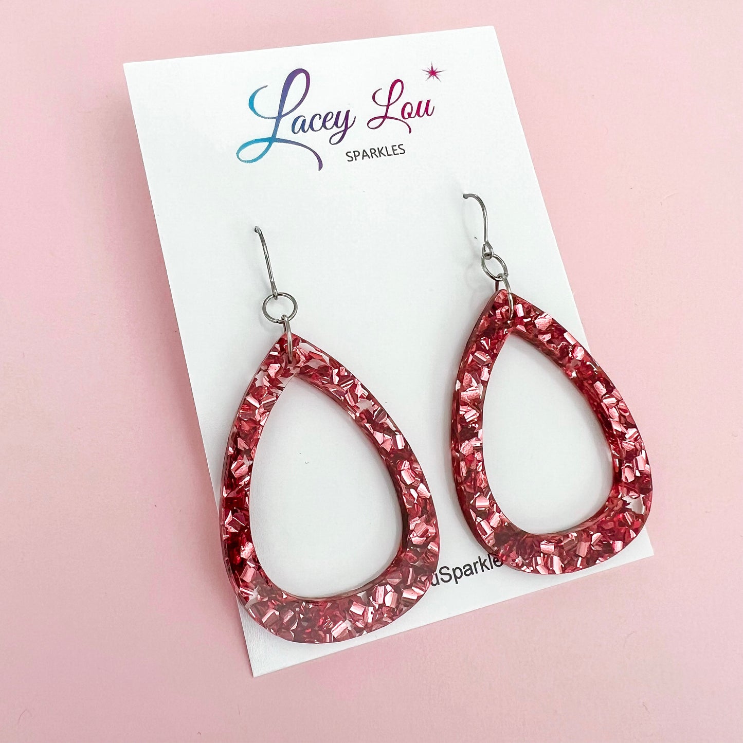 “Wendy” Rose Gold Teardrop Acrylic Dangle Earrings