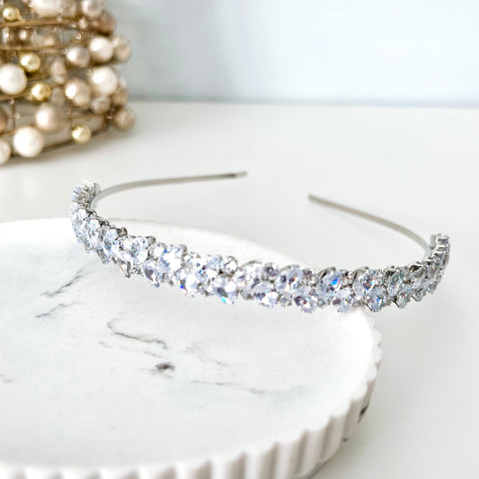 Thin Silver Crystal Alice Headband