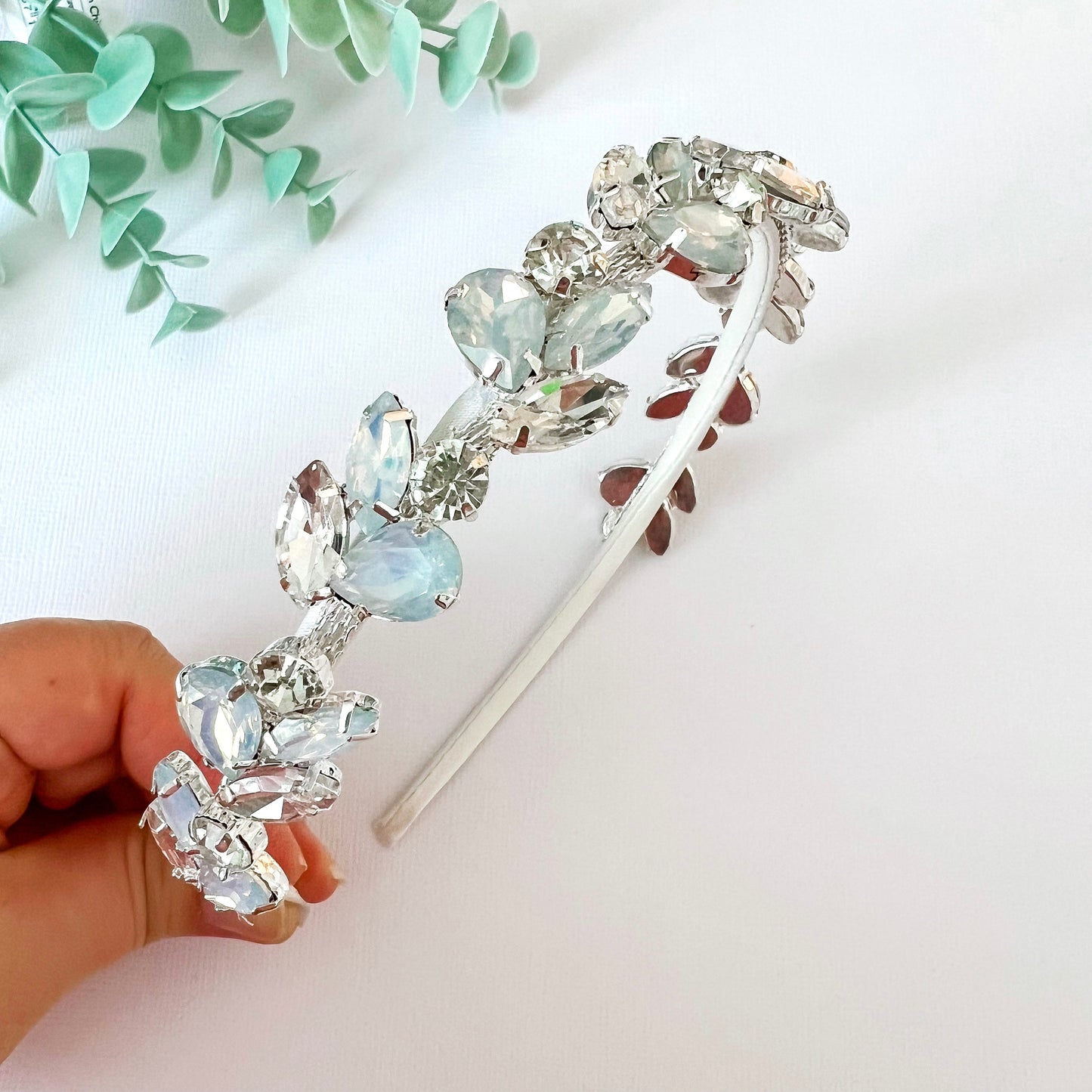 Frosted Rhinestone Christmas Headband (Silver)