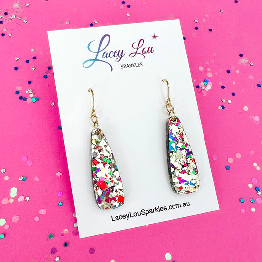 Party Gold Long Drop Dangle - Acrylic Earrings