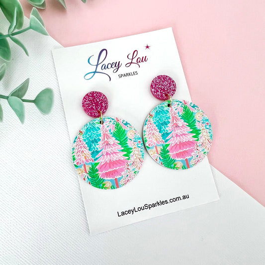 Pastel Round Christmas Earrings