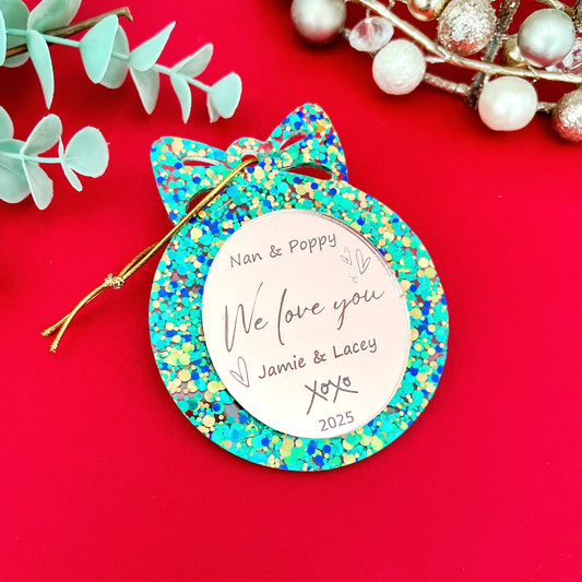 Green Grandparent "Love you" Personalised Christmas Ornament **PRE-ORDER** 2025