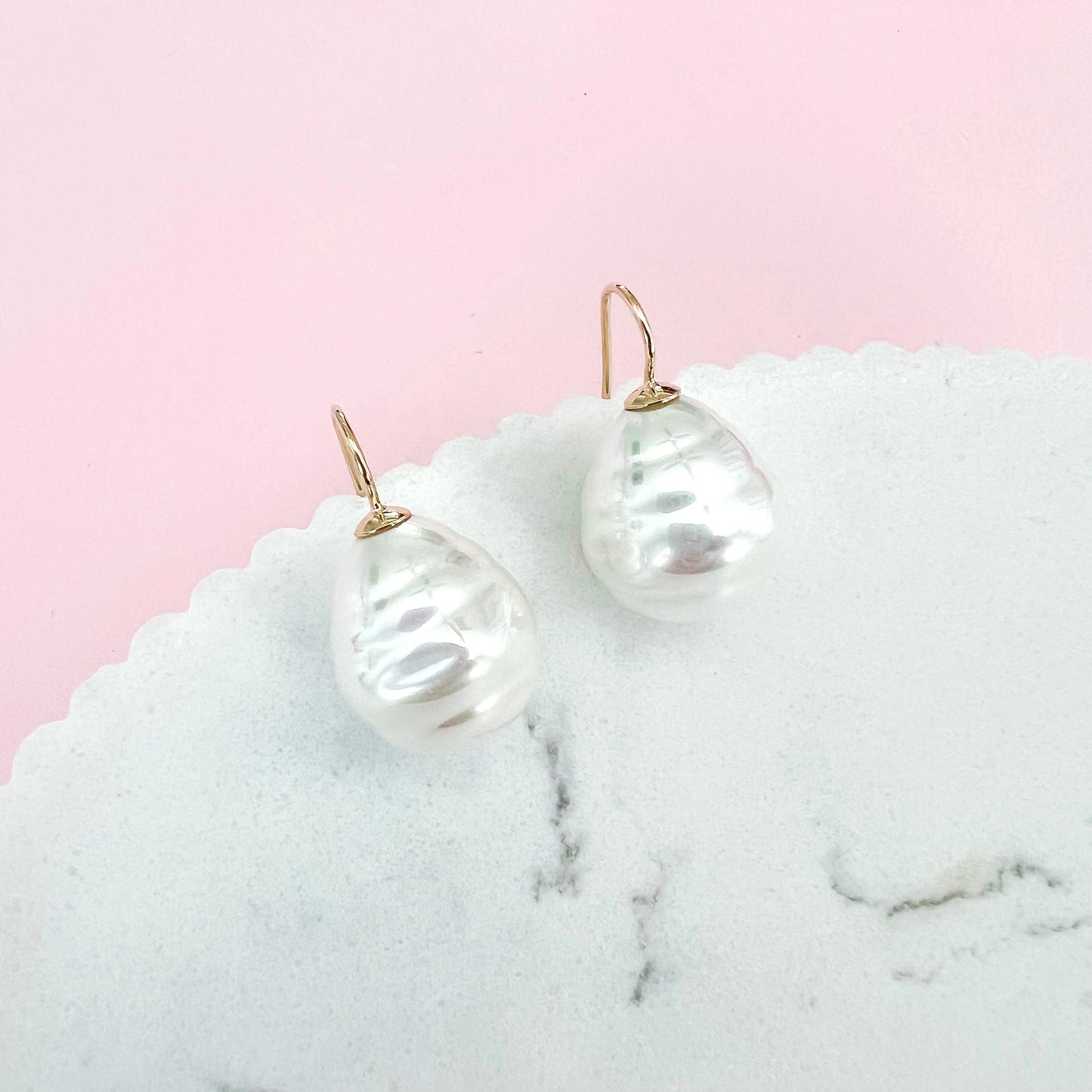 Large Spanish Pearl Earrings - Ivory / Gold