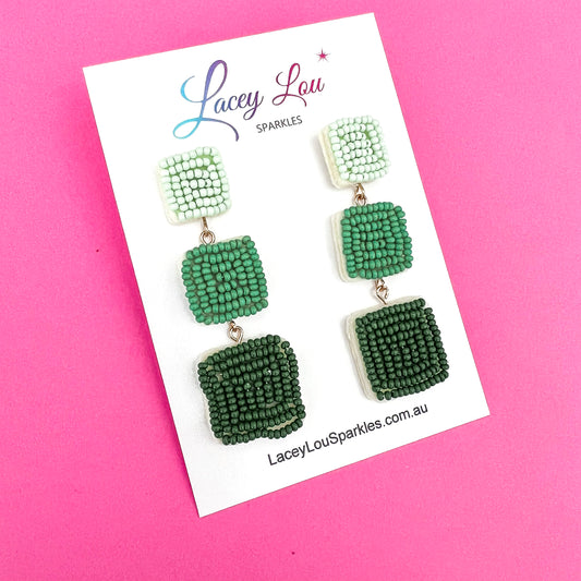 *SECONDS* Ombré Beaded Dangles - Green