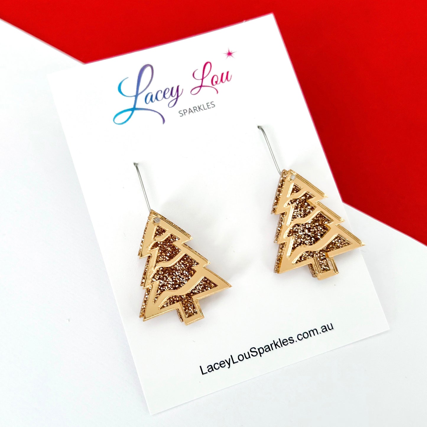 Layered Gold Christmas Tree Earrings