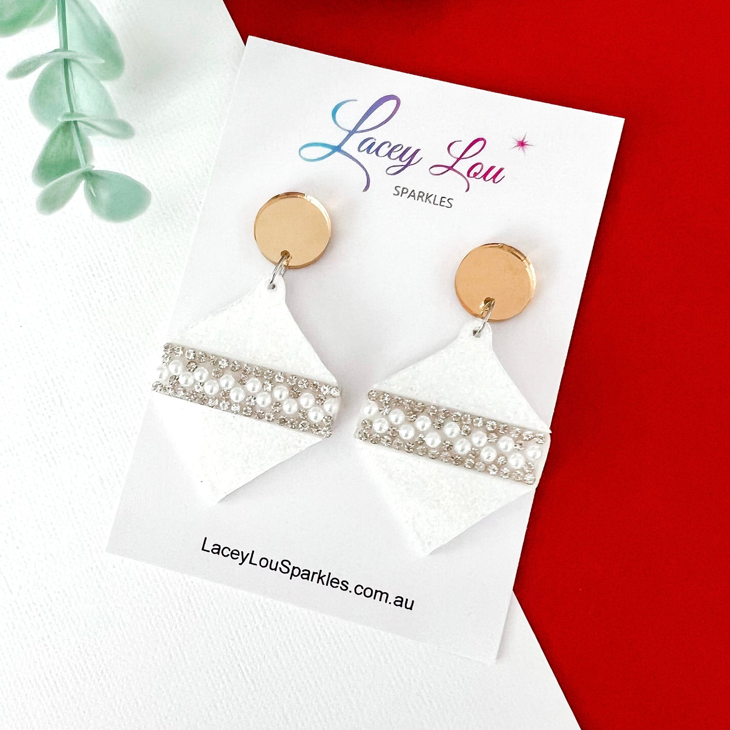 ‘Oh So Glamorous’ Statement Christmas Earrings - White Glitter