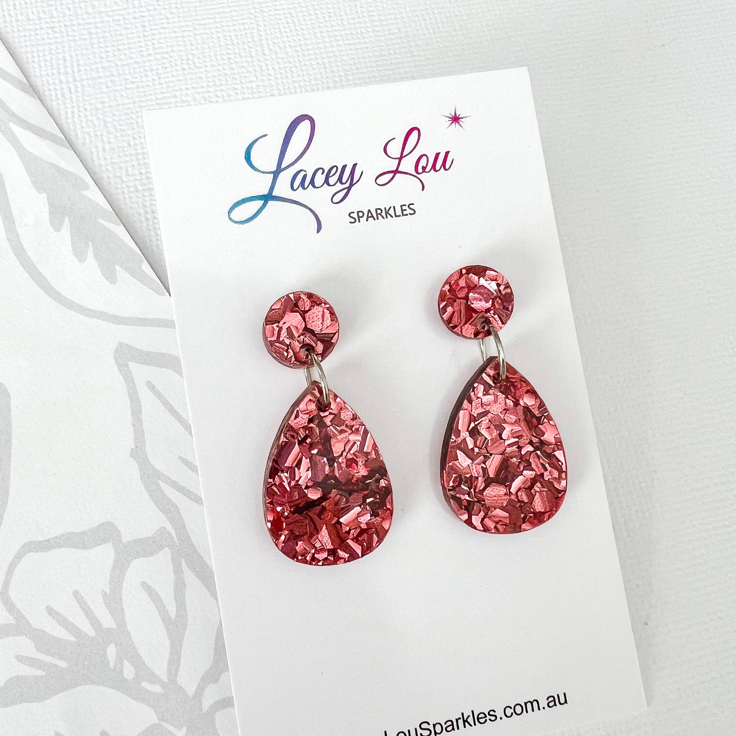 Small Teardrop Dangle - Rose Gold Acrylic Earrings