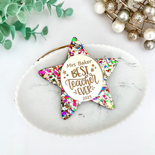 Gold Personalised Teacher Christmas Bauble **PRE-ORDER** 2025
