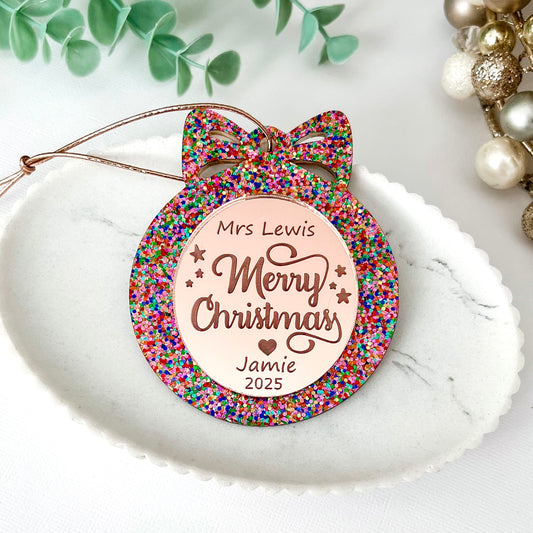 Confetti Personalised Teacher Christmas Bauble **PRE-ORDER** 2025