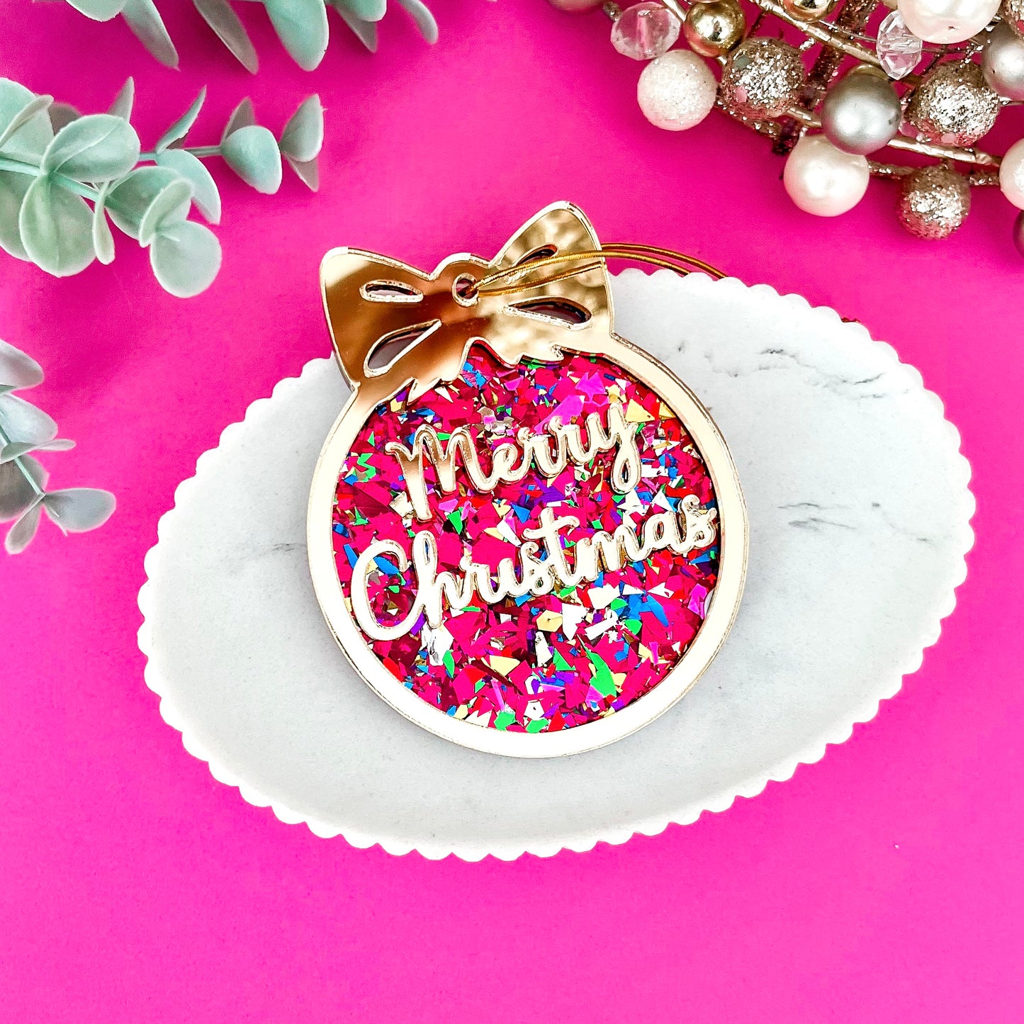 Pink Rainbow “Merry Christmas” Ornament 2025 **PRE-ORDER**