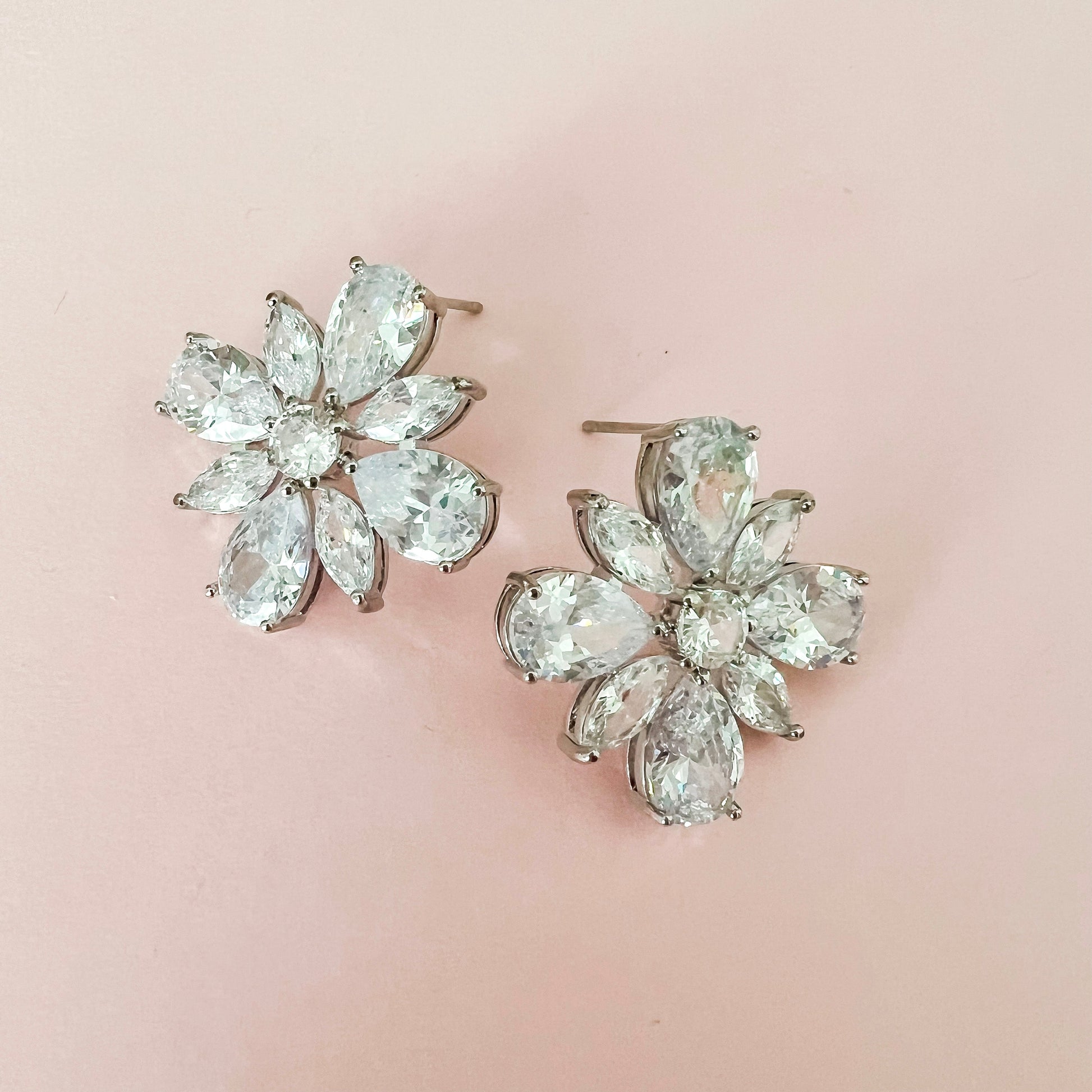 Ally Silver Jewelled Stud Earrings - Lacey Lou Sparkles