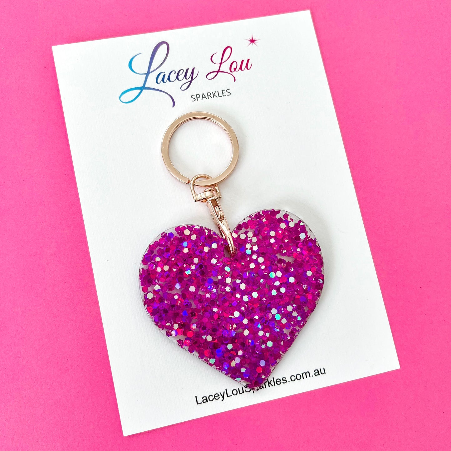 Heart Glitter Acrylic Keyring - Purple