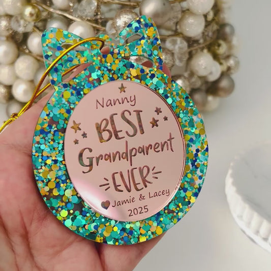 Green  “Best Grandparent Ever” Personalised Christmas Ornament **PRE-ORDER** 2025