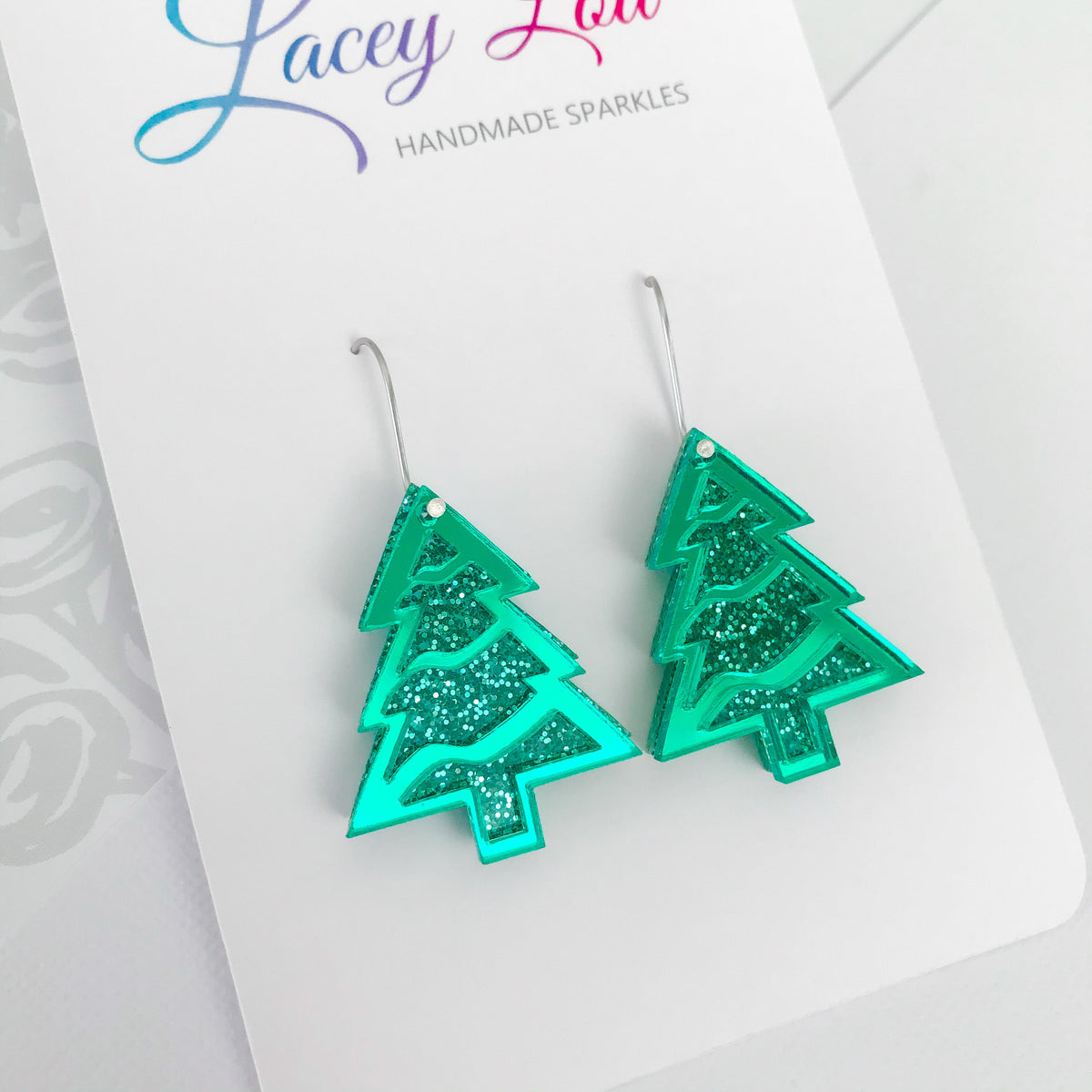 Layered Christmas Tree Earrings - Green.