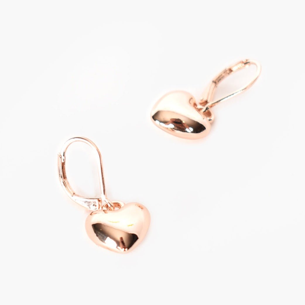 Aaliyah Tiny Heart Drop French Book Earrings - Rose Gold - Lacey Lou Sparkles