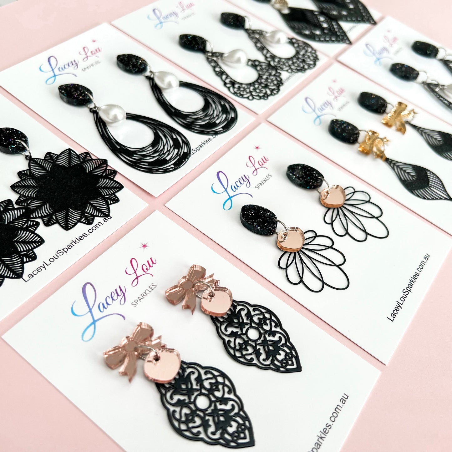 Ariana Black Lace Statement Dangles - Lacey Lou Sparkles