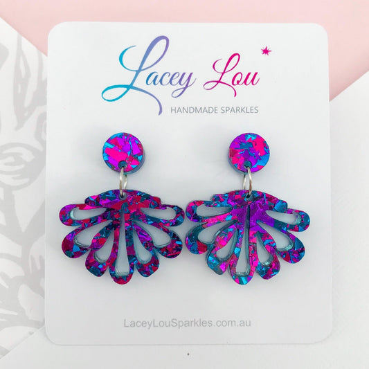 Baby Midnight Blue Chandelier Dangles - Statement Acrylic Earrings - Lacey Lou Sparkles