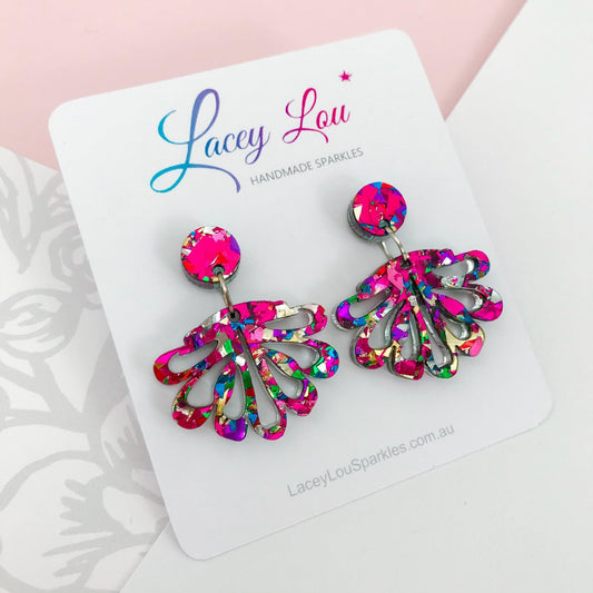 Baby Rainbow Chandelier Dangles - Statement Acrylic Earrings - Lacey Lou Sparkles