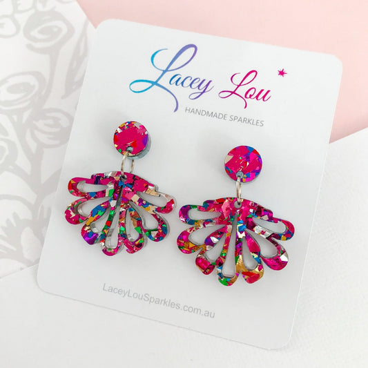 Baby Rainbow Chandelier Dangles - Statement Acrylic Earrings - Lacey Lou Sparkles