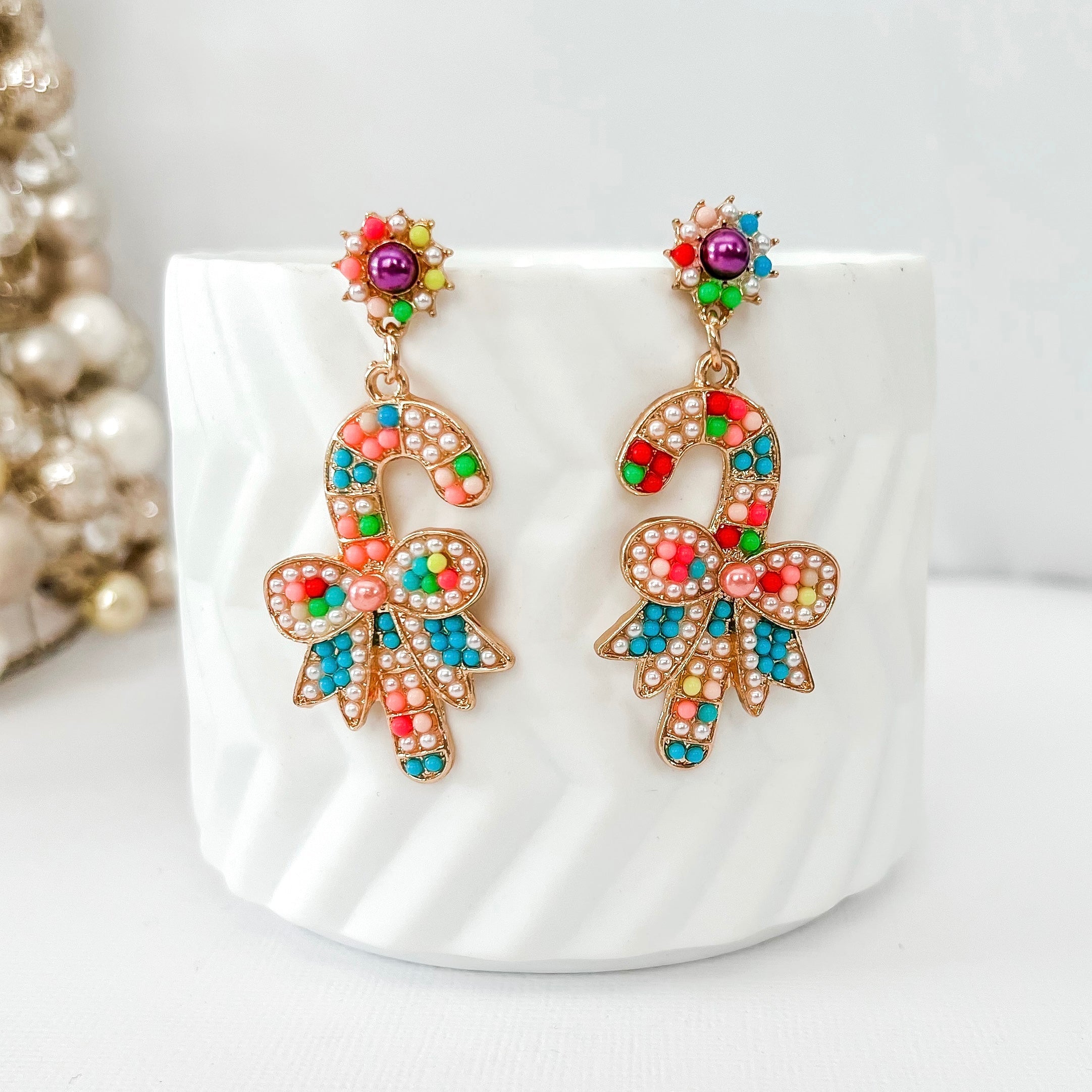 Rhinestone Cross Duster Earrings | Windsor