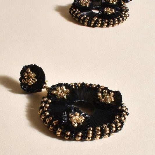 Black and Brown Statement Beaded Earrings - Lacey Lou Sparkles