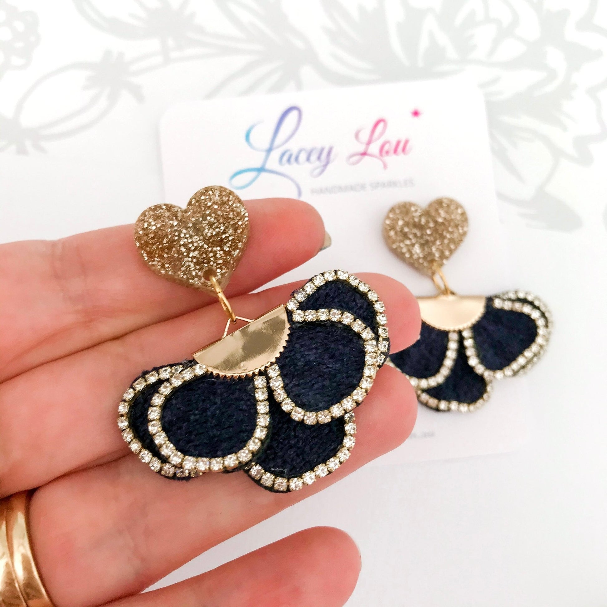 Blingy Frilly Tassel Earring - Navy Blue - Lacey Lou Sparkles