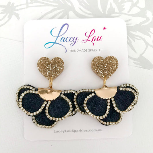 Blingy Frilly Tassel Earring - Navy Blue - Lacey Lou Sparkles