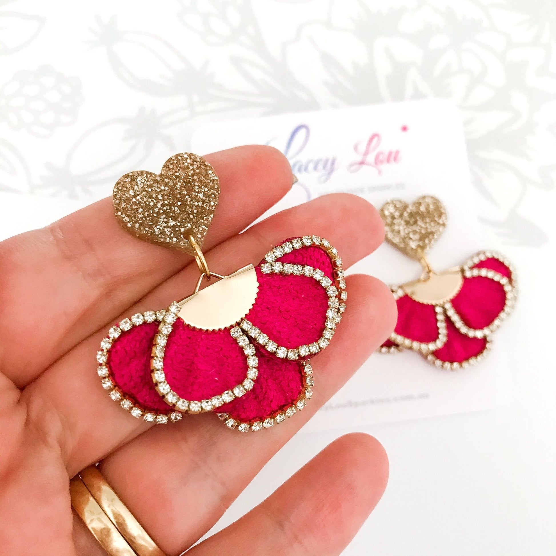 Blingy Frilly Tassel Earrings - Fuchsia - Lacey Lou Sparkles