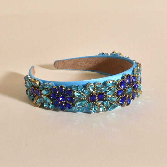 Blue Jeweled Statement Headband - Lacey Lou Sparkles