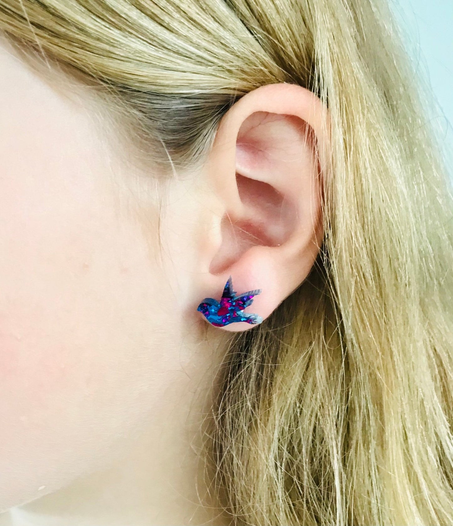 Bluebird earring set - Midnight Blue Glitter - Lacey Lou Sparkles