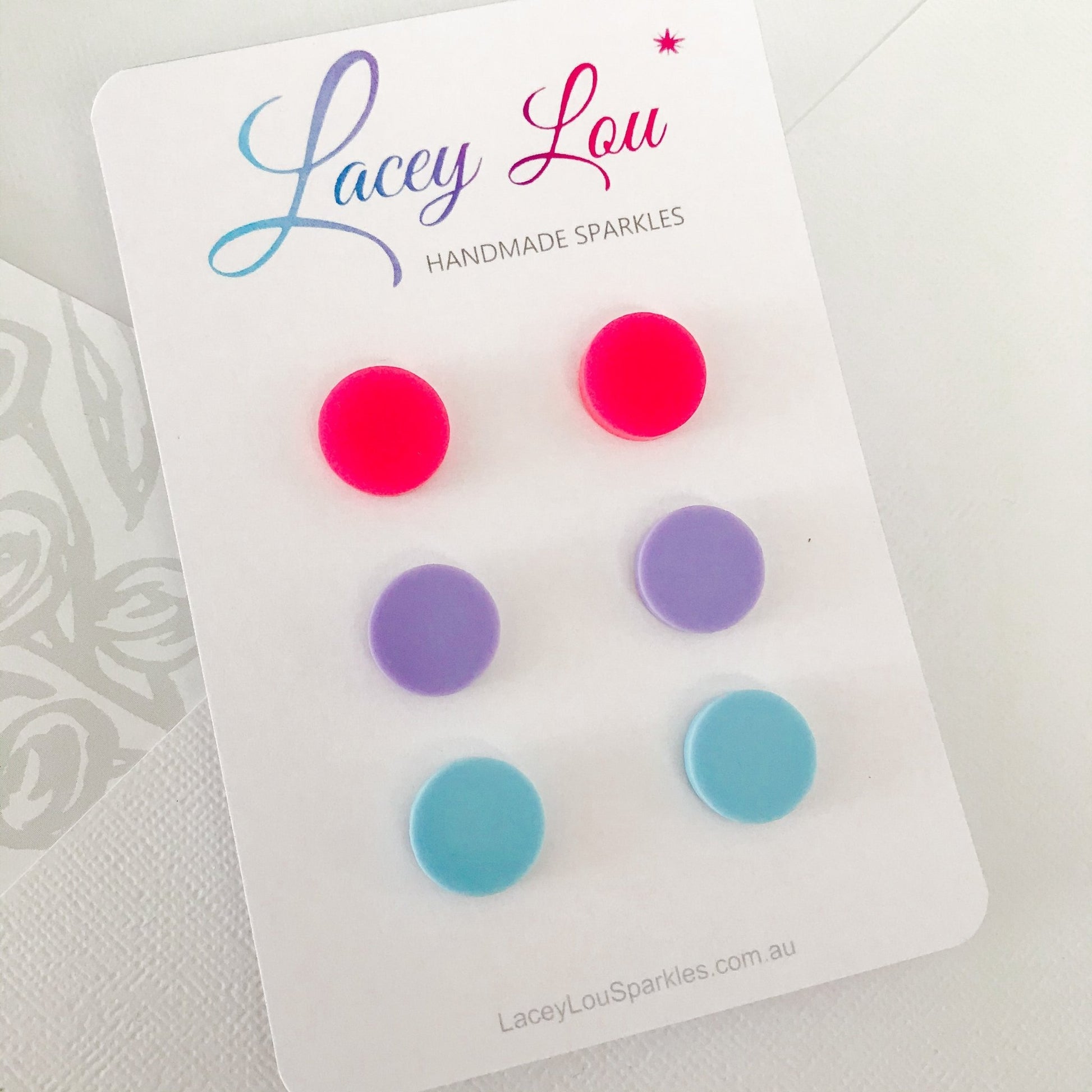 Bright Round Multicolour Acrylic Stud Set - Lacey Lou Sparkles