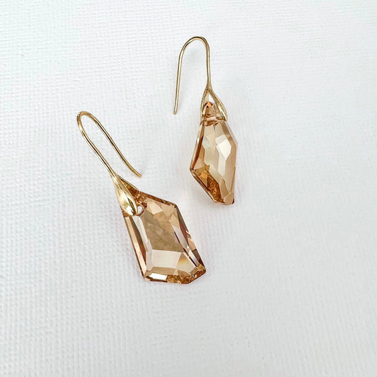 Bronze De-art Austrian Crystal Hook Earrings - Lacey Lou Sparkles