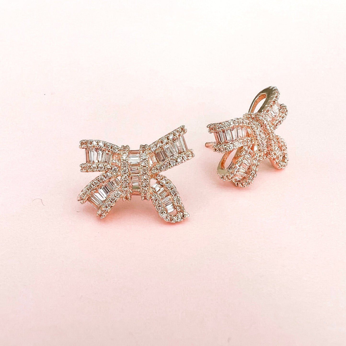 Charlotte Rose Gold Bow Stud Earrings - Lacey Lou Sparkles