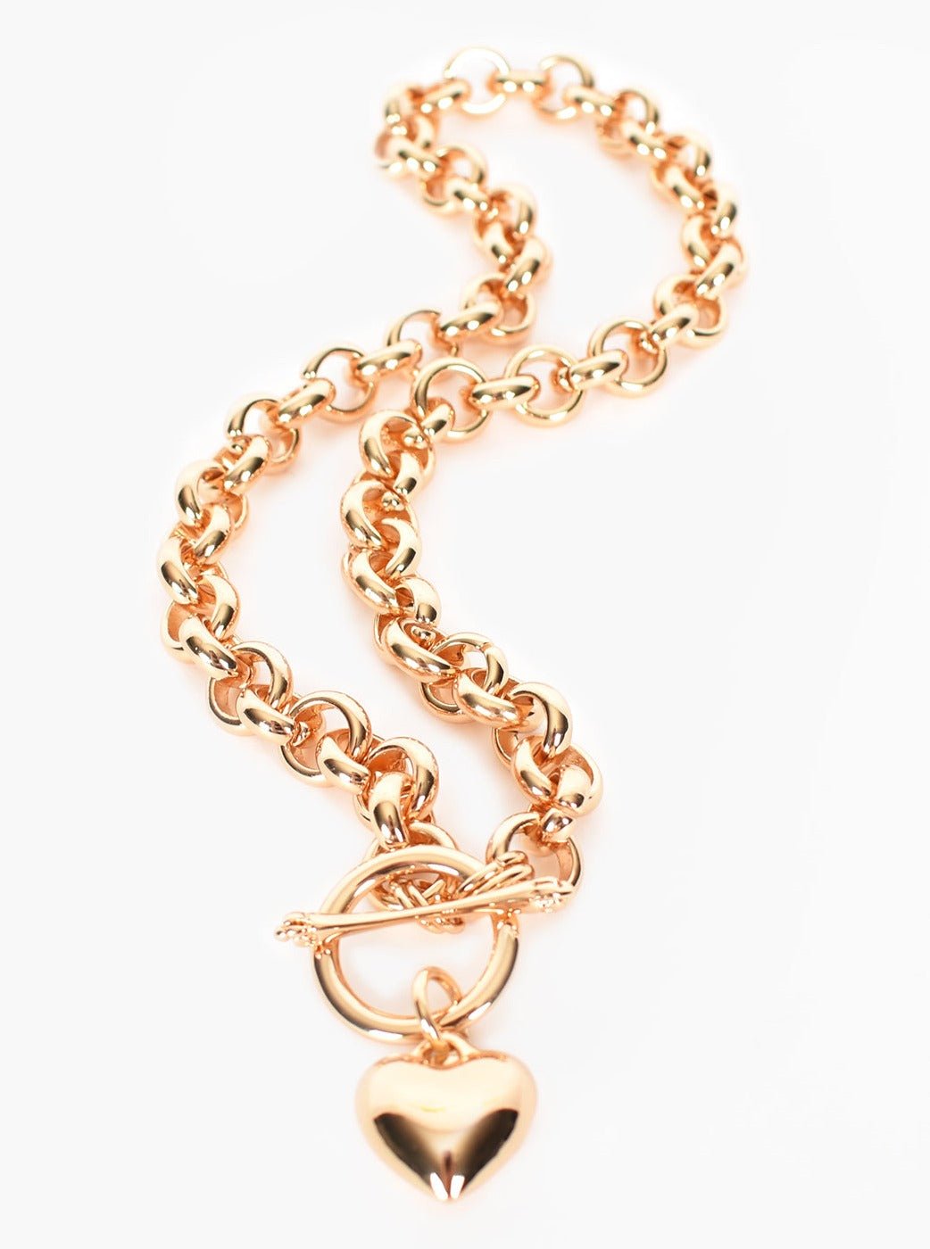 Chloe Gold Chunky Chain Link Necklace with Heart Charm – Lacey Lou