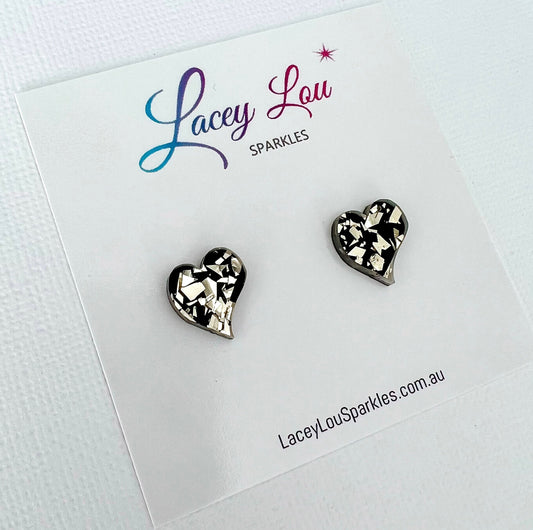 CLEARANCE Gold Shard Abstract Heart Acrylic Stud - Lacey Lou Sparkles